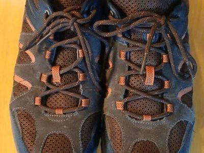 Merrell Men's Brown/Orange Hiking Shoes - Good Condition, Durable Soles size 12