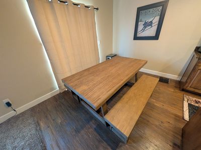 dining table and bench chairs