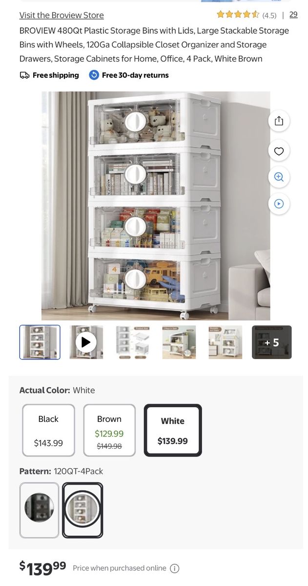 BROVIEW 480Qt Plastic Storage Bins with Lids