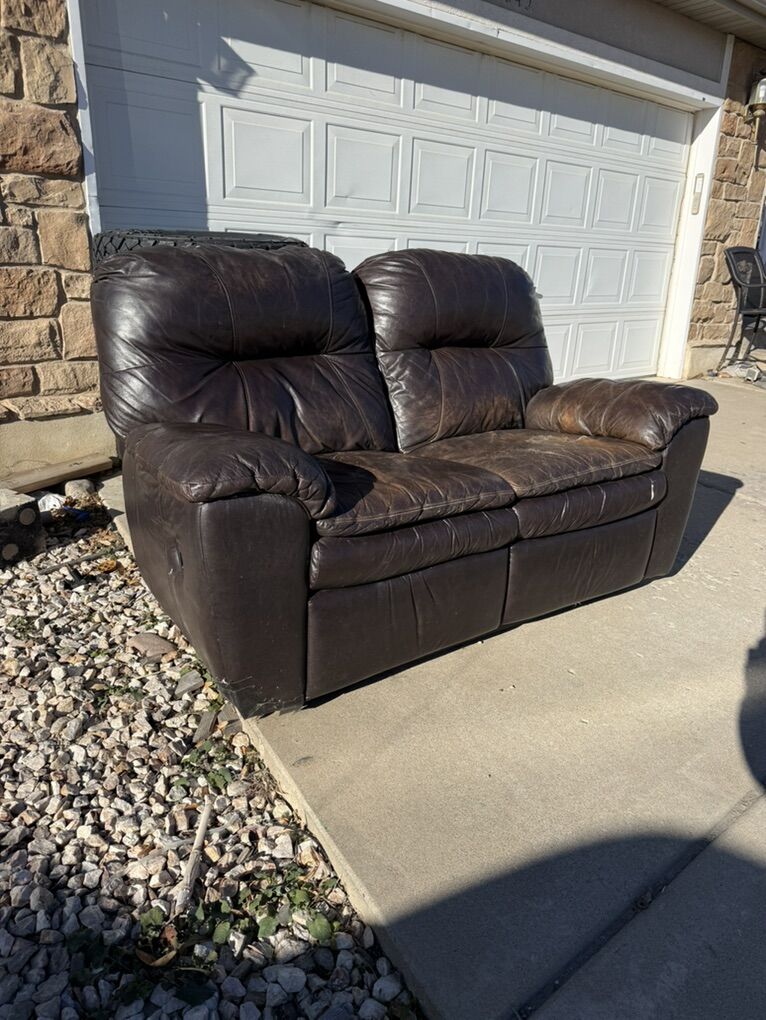 Leather Sofa And love Seat with Recliners FREE