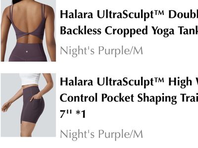 Halara UltraSculpt Double Backless Cropped Yoga Tank & High Waist Pocket Training Shorts Set M