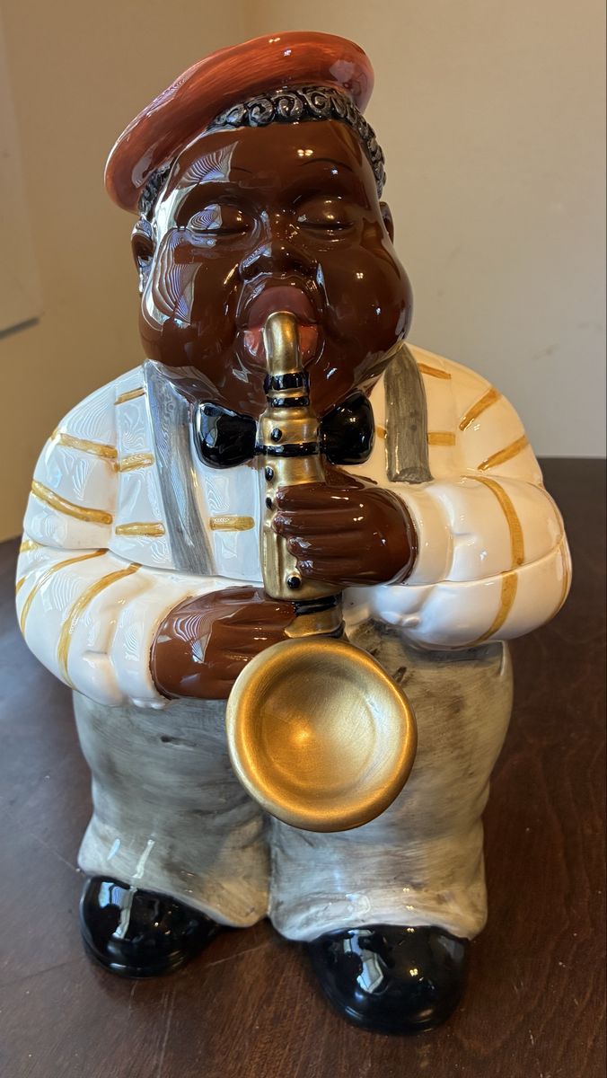 Vintage Ceramic Jazz Saxophone Player Cookie Jar - Collectible Novelty Kitchen Decor