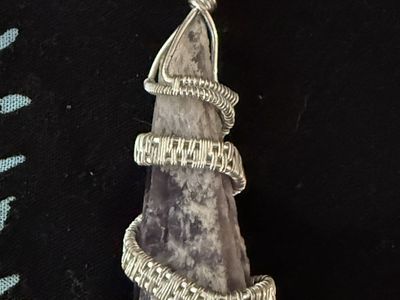 Handmade Wire-Wrapped Amethyst Crystal Pendant – Silver Wire