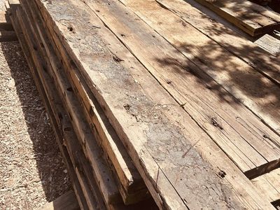 Rough cut Redwood planks