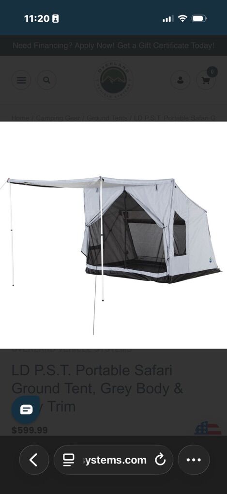 Overland Vehicle systems Safari Ground Tent New