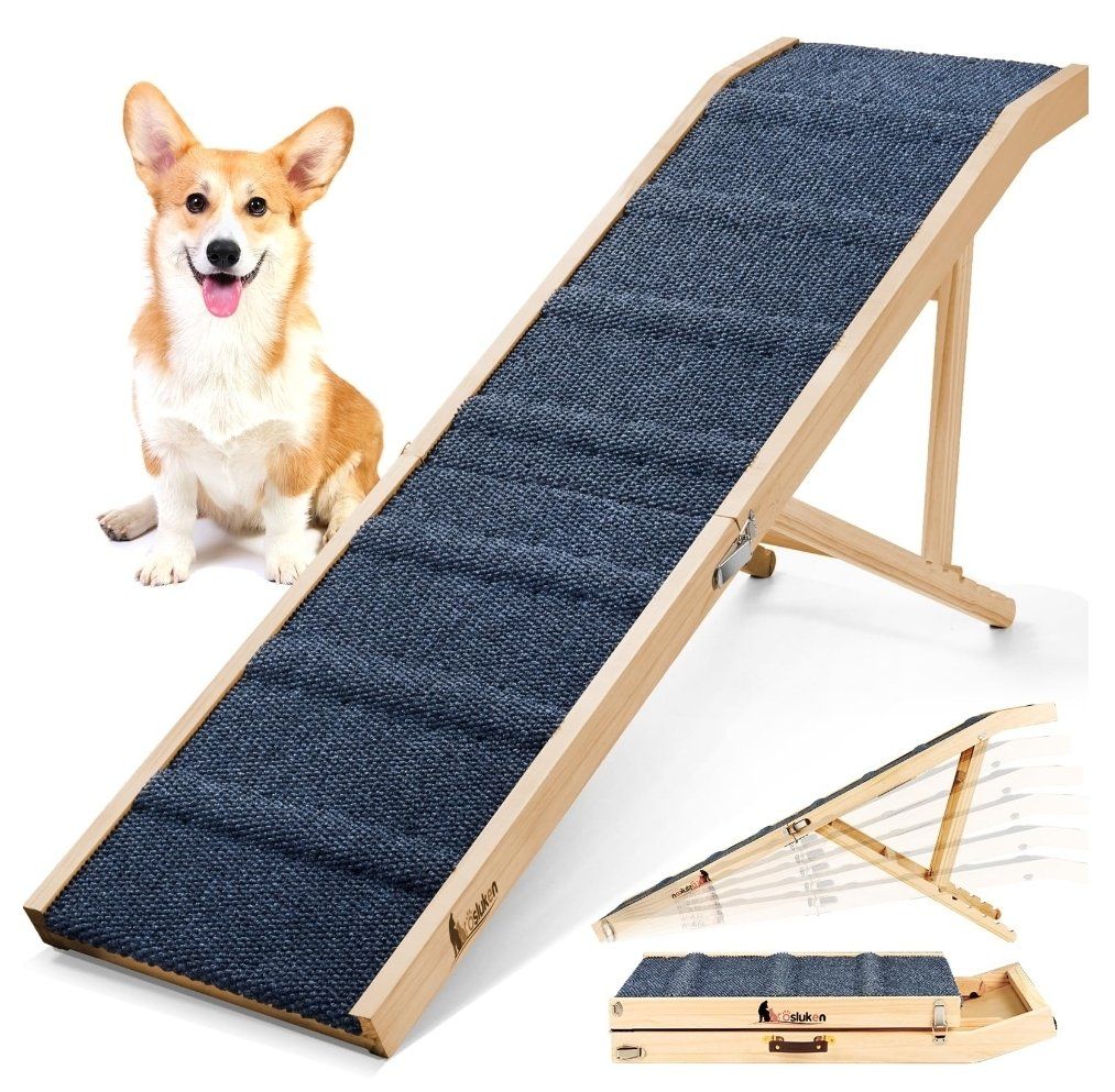 Foldable Pet Ramp, 64" Long, 6 Adj. Heights 24" to 30", Up to 220LBS