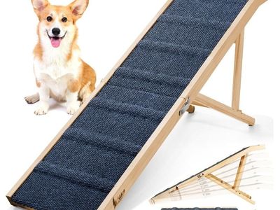 Foldable Pet Ramp, 64" Long, 6 Adj. Heights 24" to 30", Up to 220LBS