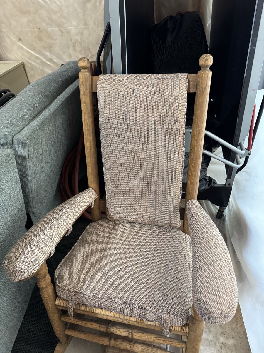 Vintage Wooden Kennedy style Rocking Chair with Upholstered Cushions - Comfortable & Classic Seating
