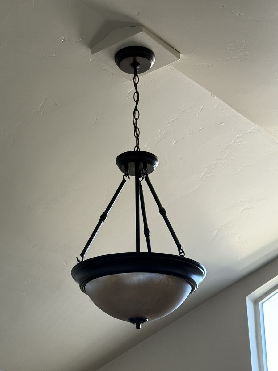 Oil Rubbed Bronze Light Fixture with Alabaster Glass Shade