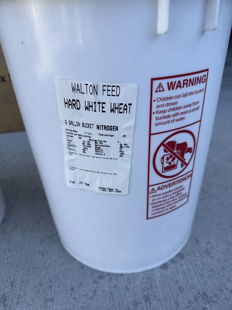 6 gallon Buckets Of Wheat Food Storage