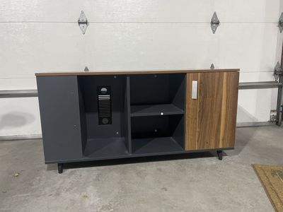 Modern Walnut & Grey Media Console TV Stand Storage Cabinet $40 OBO