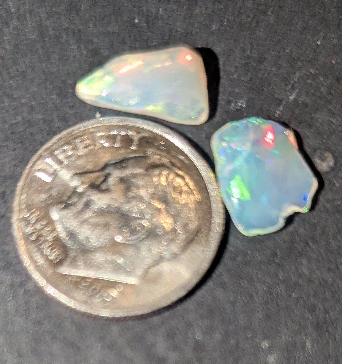 TWO STUNNING UNCUT NATURAL ETHIOPIAN WELO JEWELRY GRADE LOOSE OPALS