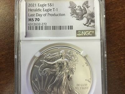 2021 Silver Eagle S$1 Heraldic Eagle T-1 Last Day of Production NGC MS 70