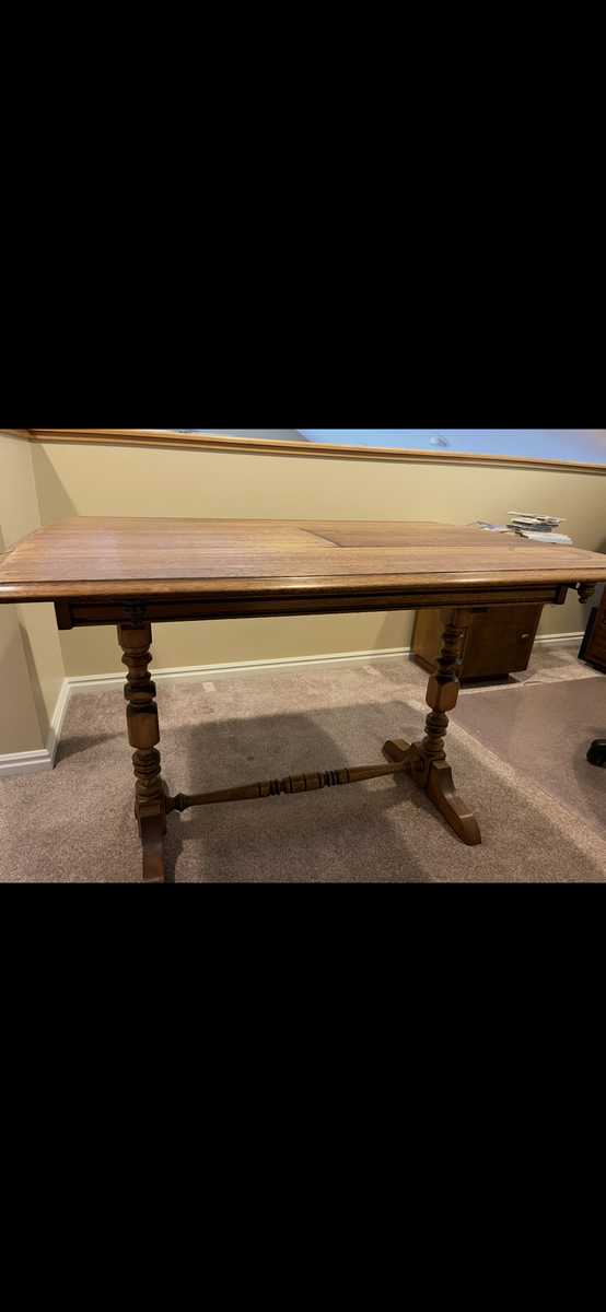 Antique Butterfly Leaf Trestle Dining Table