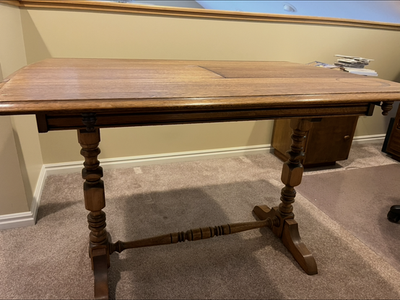Antique Butterfly Leaf Trestle Dining Table