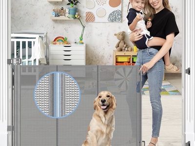 Retractababy Retractable Baby Gate - 33" Tall, Fits 0-55" Wide Openings, One-Hand Operation, Grey