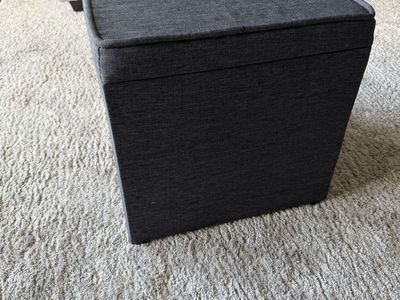 Dark Gray Storage Ottoman Cube Footrest with Removable Lid - 15"x15"x15"