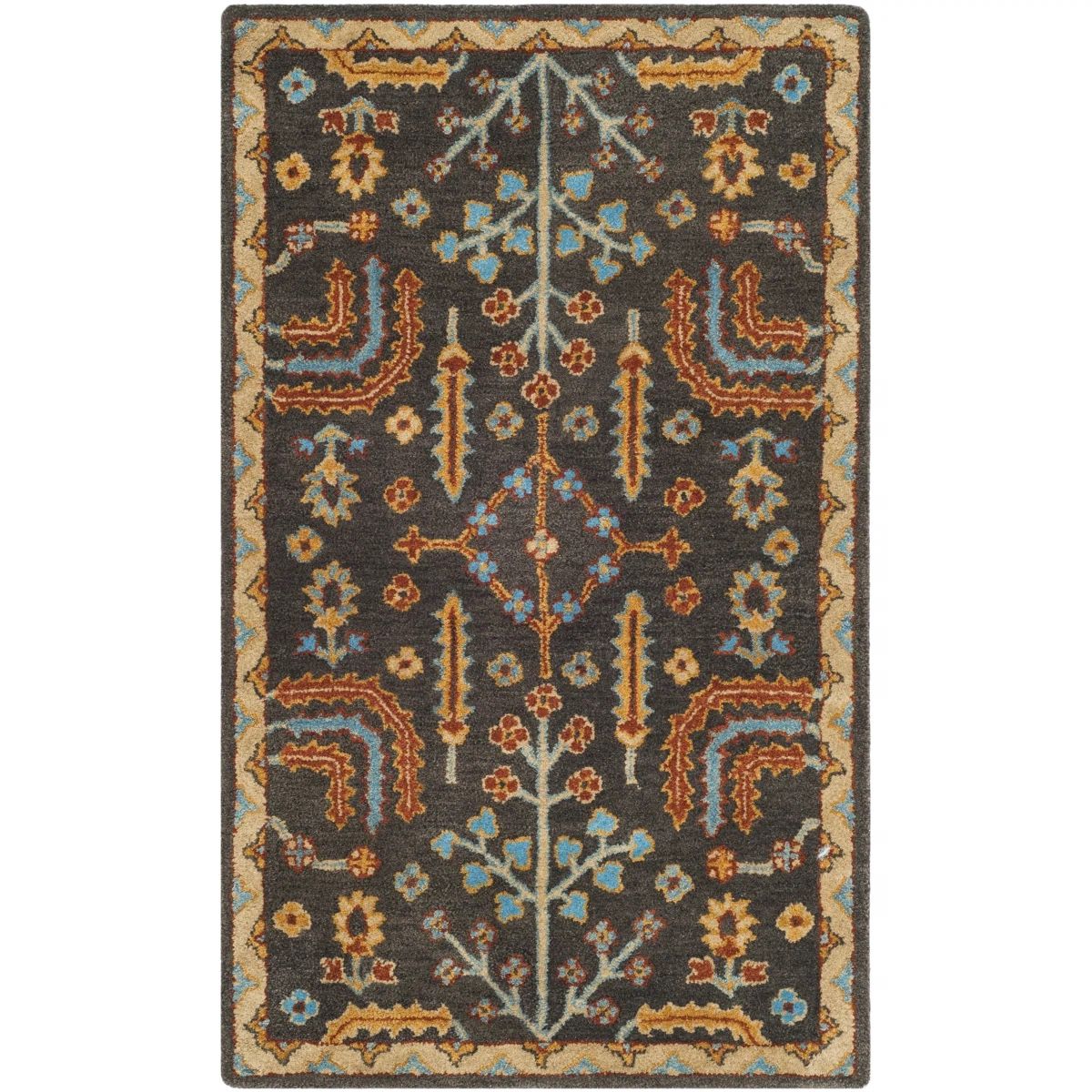 Loon Peak 3x5' Hand-Tufted Wool Rug - Gray/Multi Floral Geometric Pattern