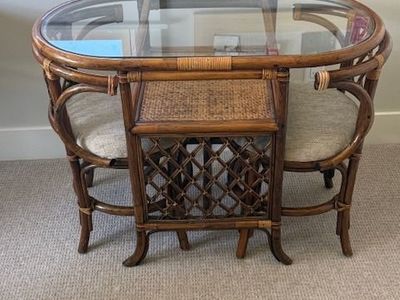 3PC Bamboo and Rattan Honeymoon Bisto Set Table Chairs