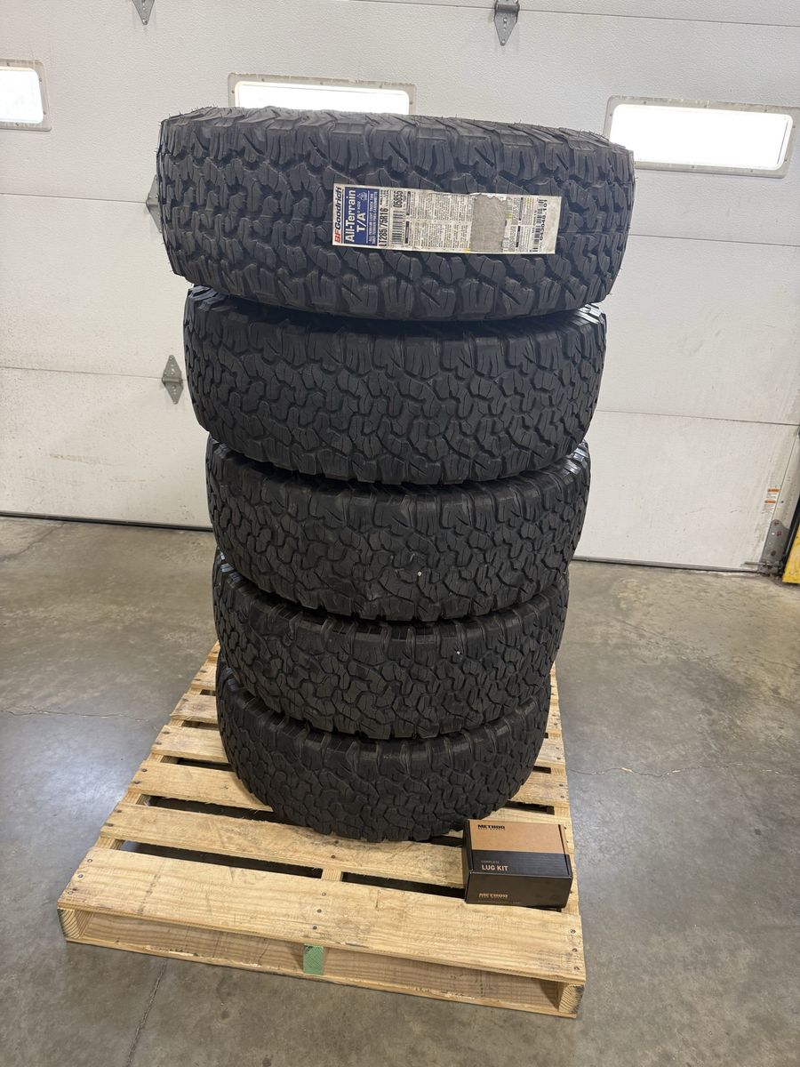 Set of 5 New BFGoodrich All-Terrain T/A KO2 Tires LT285/75R16 load E with Lug Kit