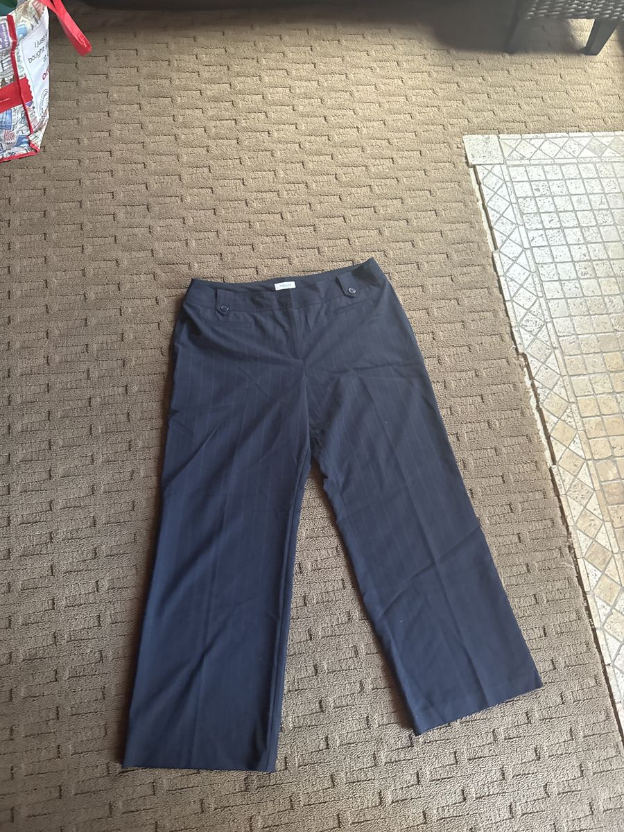 Women's Blue Pinstripe Wide Leg Dress Pants
