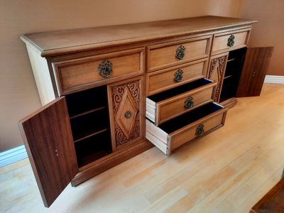 Vintage Teak Sideboard / Buffet – Spanish Mediterranean Style