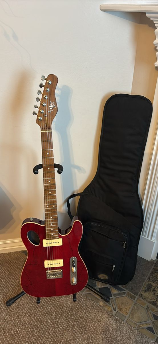 Michael Kelly 1955 Thin-line Telecaster Style Electric Guitar - Red, Semi-Hollow w/ P90s