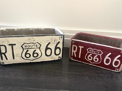 Two NEW Route 66 Planter Pots