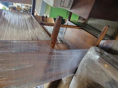 Large solid wood desk and chair