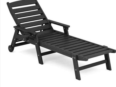 NEW IN BOX Serwall LITTORAL All-Weather HDPE Patio Chaise Lounge Chair - Black