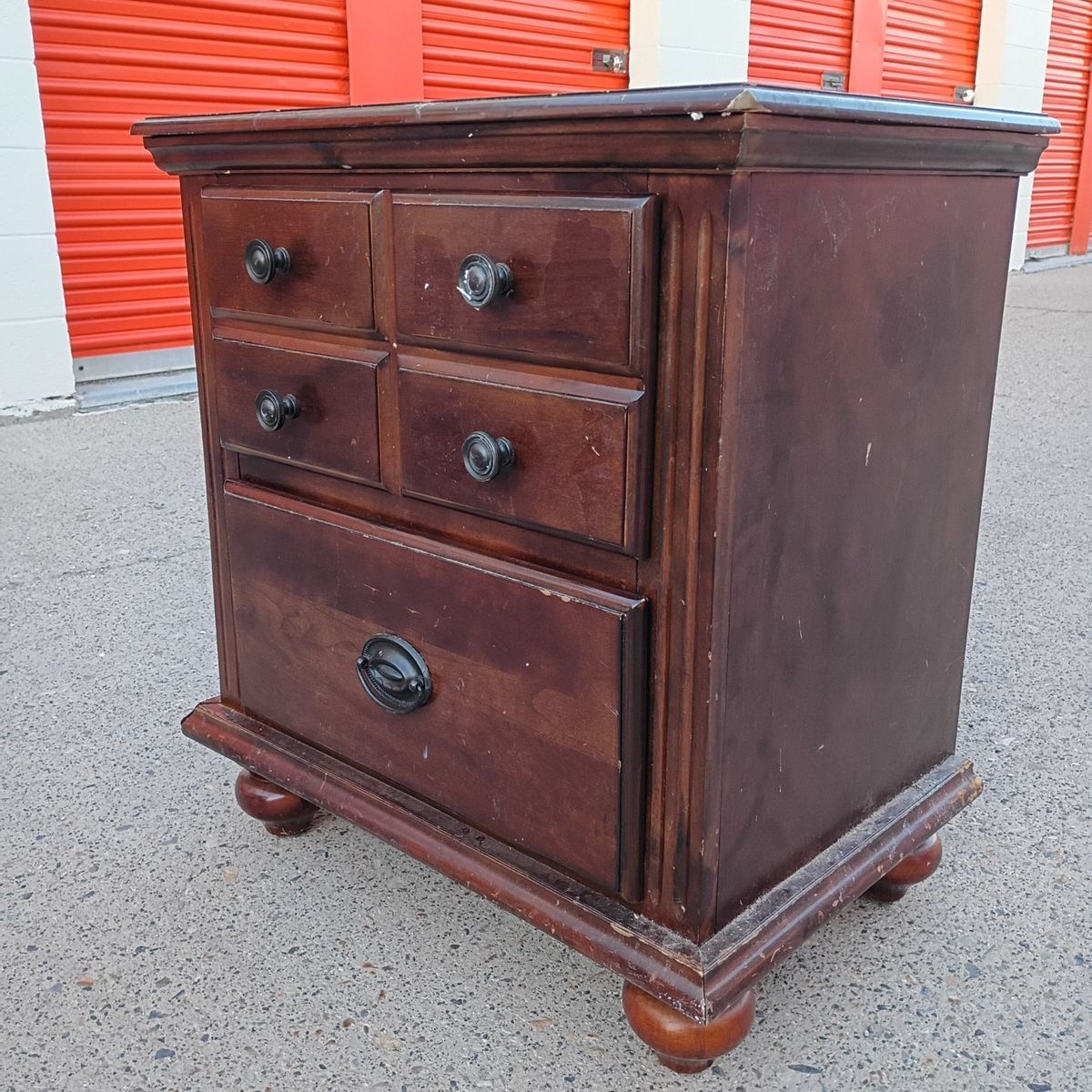 Wooden Nightstand Dark Brown 4-Drawer End Table Bedroom Furniture