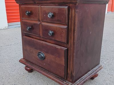 Wooden Nightstand Dark Brown 4-Drawer End Table Bedroom Furniture