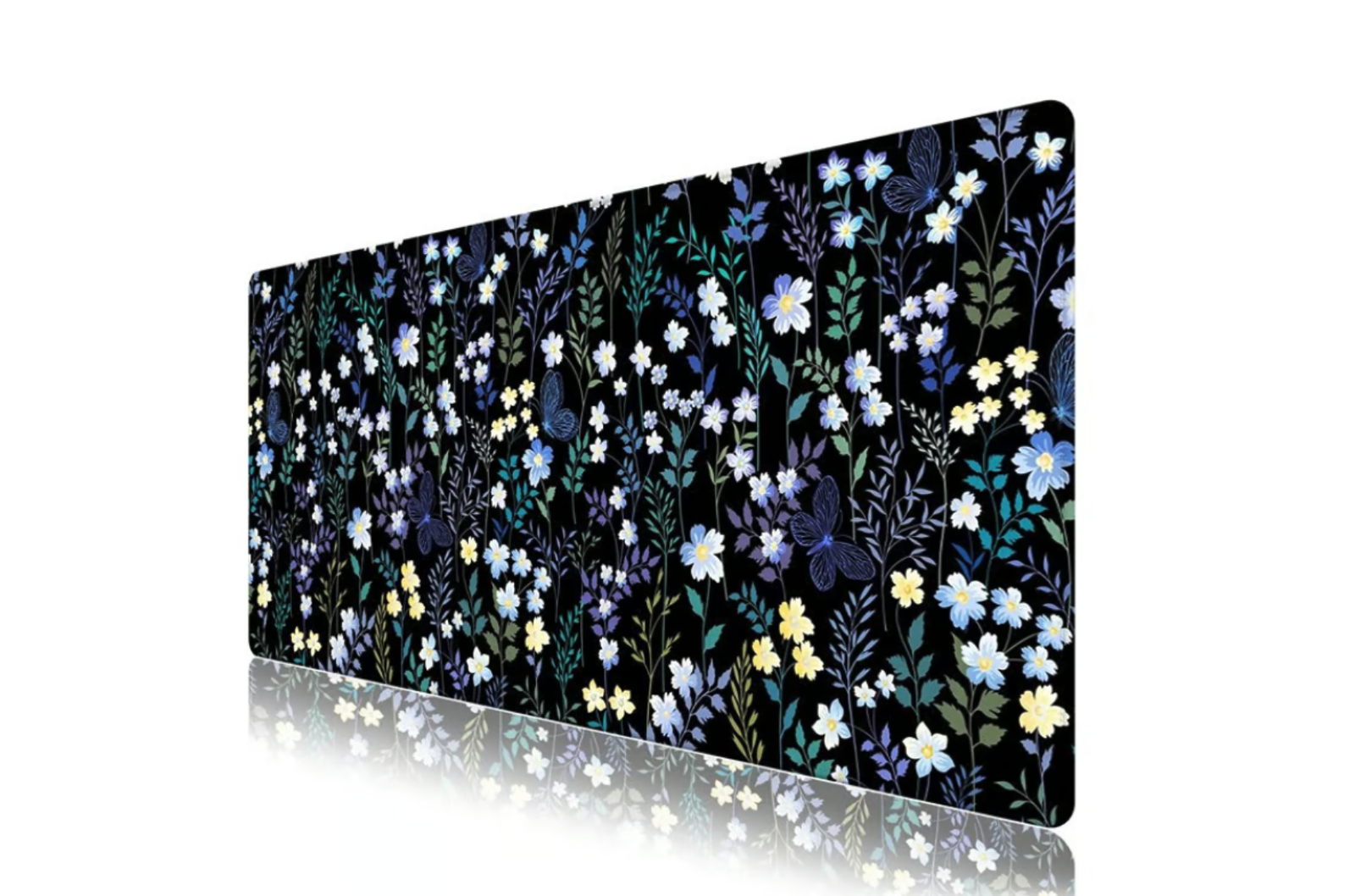 Wildflower Floral Desk Mat XXL Large Mouse Pad 35.4x15.7" Non-Slip Stitched