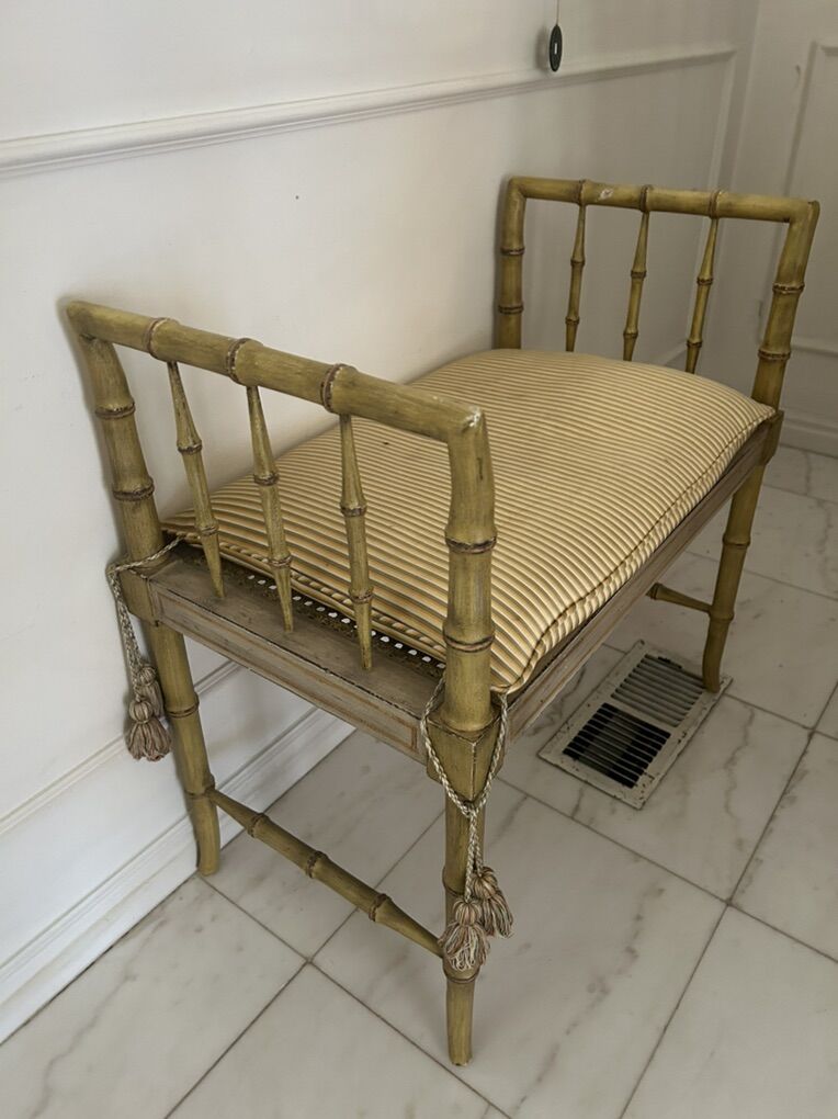 Bamboo Caned Bench Chair