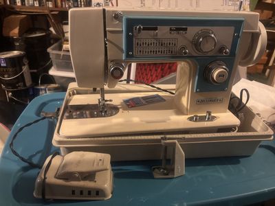 Dressmaker S-2402 Sewing Machine with Foot Pedal - Vintage Mechanical Type