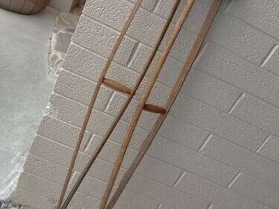 VINTAGE ANTIQUE WOOD CRUTCHES for SMALL SHELF