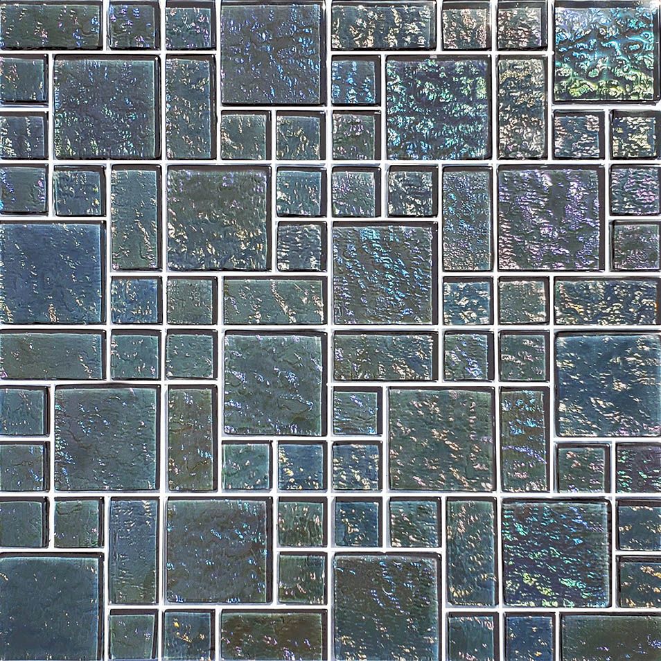 9 Sheets: Premium Galaxy Graphite Mixed Glass Mosaic Tile — Face-Mounted! 