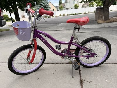 Schwinn Girls' 18" Bike Purple/Red w/ Basket & Kickstand - Great Condition