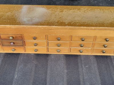 For sell a vintage wooden watch material or jewelers cabinet