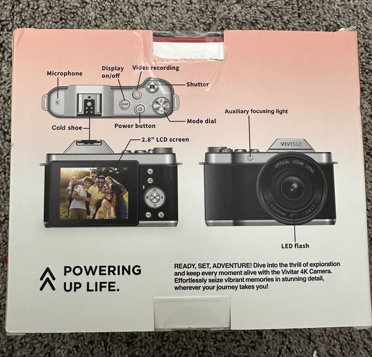Vivitar 4K Camera Optical Zoom Lens 2.8" LCD Screen Video Recording LED Flash - New