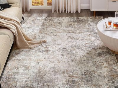New 10x14 Area Rug Living Room Rugs - Washable Neutral Modern Abstract Soft Thin Large Rug Indoor