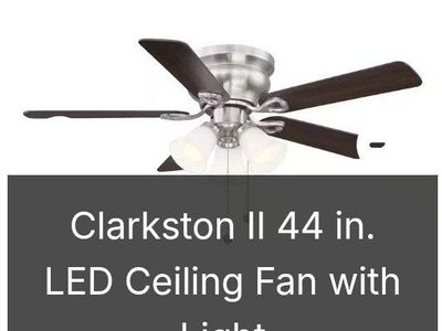 Clarkston II 44 in. Brushed Nickel LED Ceiling Fan with Light Kit & Reversible Blades, for 10x10 rooms (NEW)