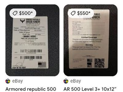 Armored Republic AR500 Armor Level III+ Lightweight 10x12 Curved Steel Body Armor Plates (Pair)