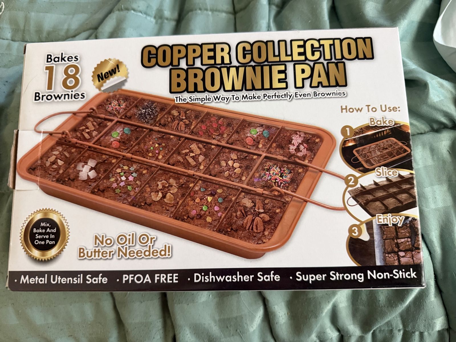 Copper Collection Brownie Pan - Bakes 18 Even Brownies Non-Stick