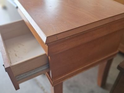 real wood night stand with legs