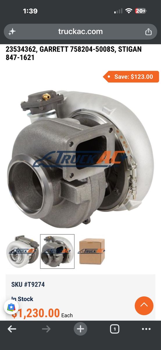 Garrett Turbo Charger (new) 12.7L