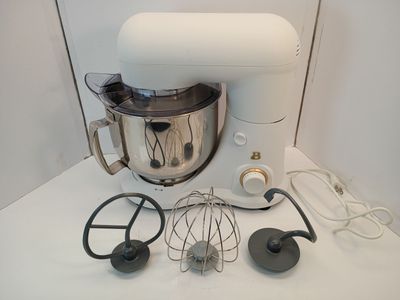Beautiful 5.3 Qt Stand Mixer, White Icing with Flat Beater Dough Hook Wire Whisk