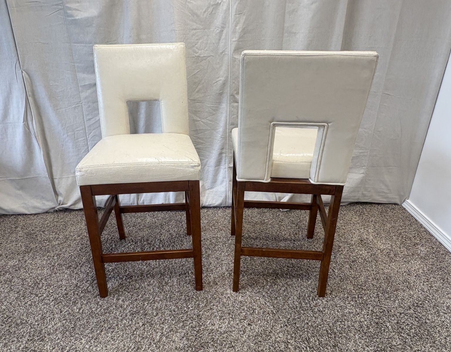 DELIVERY available - Two White Chairs (faux leather)