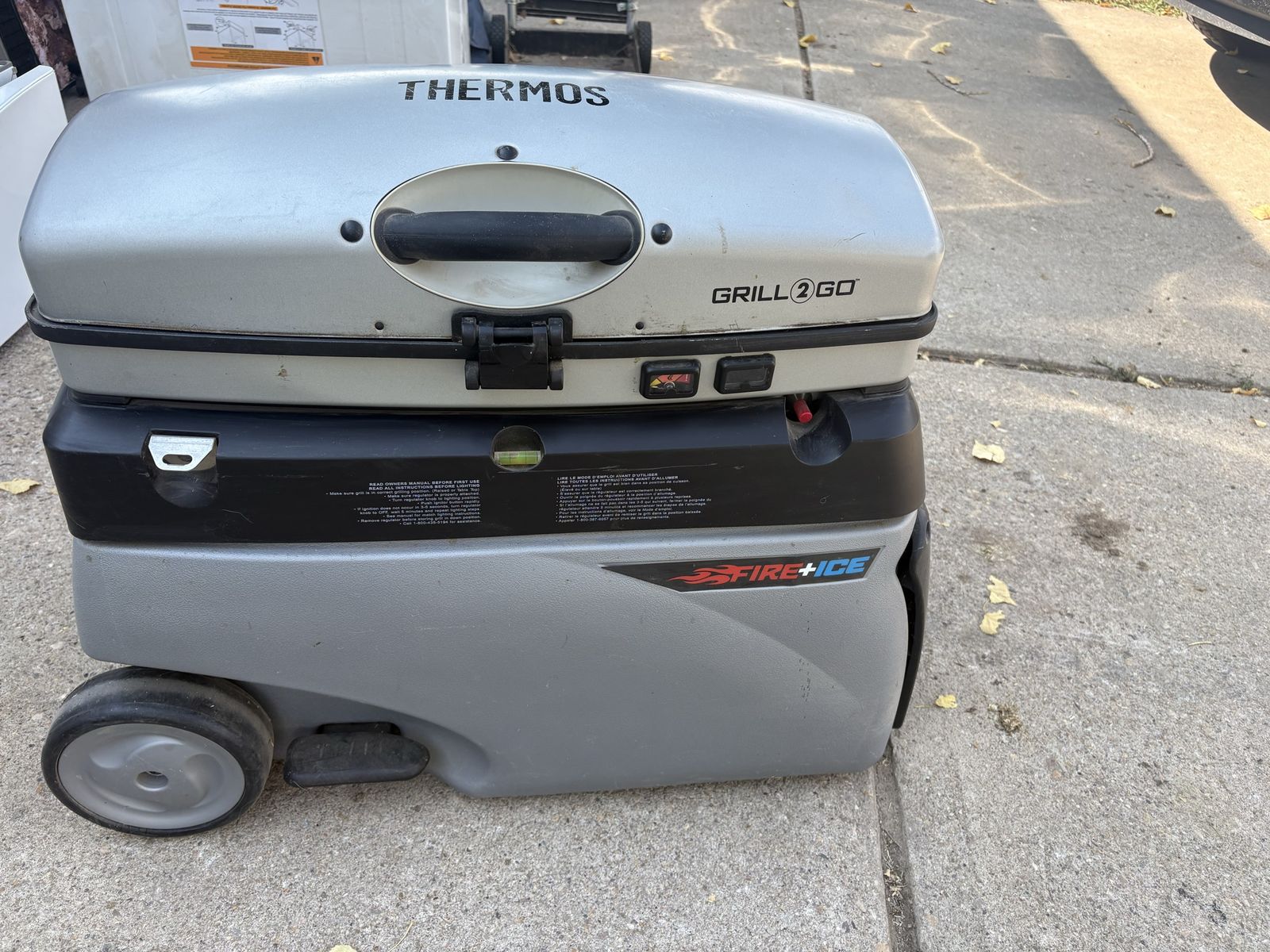 Thermos Grill2Go Fire+Ice Portable Propane Grill & Cooler Combo with Wheels