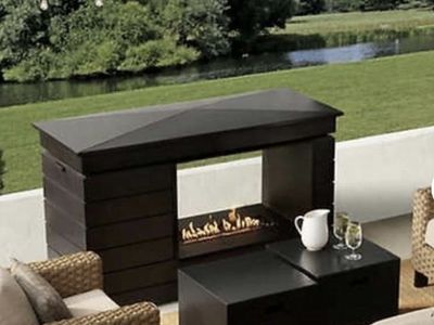 Agio Highcliff Outdoor Patio Fireplace Rust-resistant, Aluminum Construction; 30,000 BTU Fire Table
